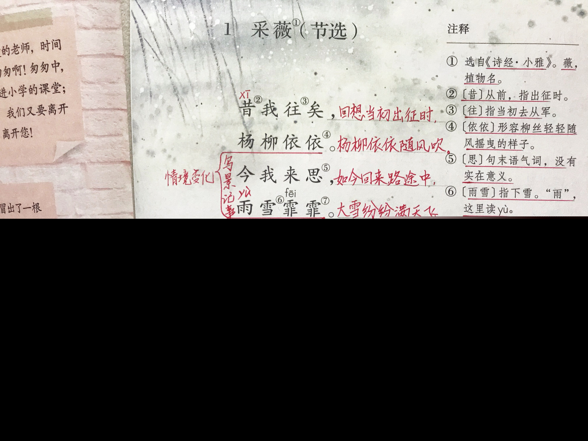 诗经采薇节选拼音版注释（采薇全文内容及翻译诗意） 第3张