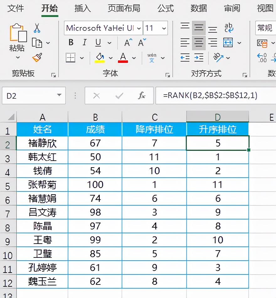 Excel排位函数RANK的使用方法 第15张