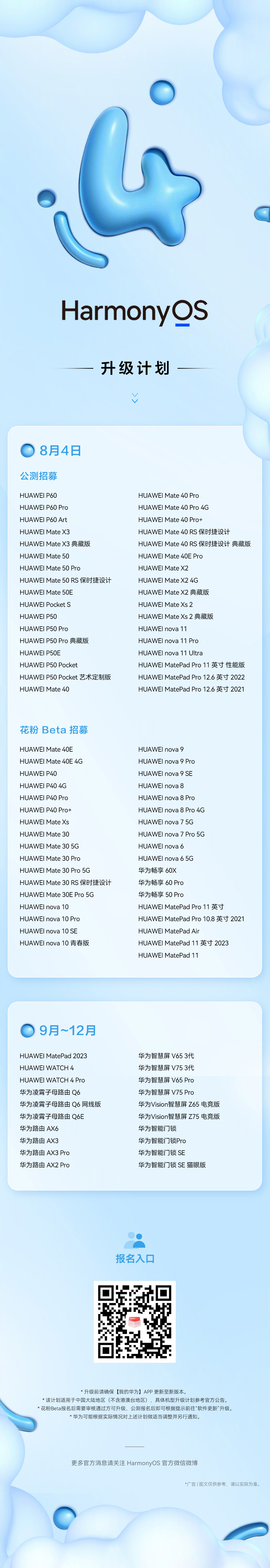 华为 HarmonyOS 4 最全升级名单公布 第1张